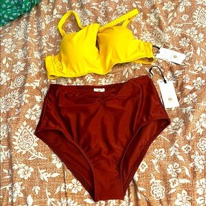 Yellow and Brown Bikini Set NWT SHADE & SHORE